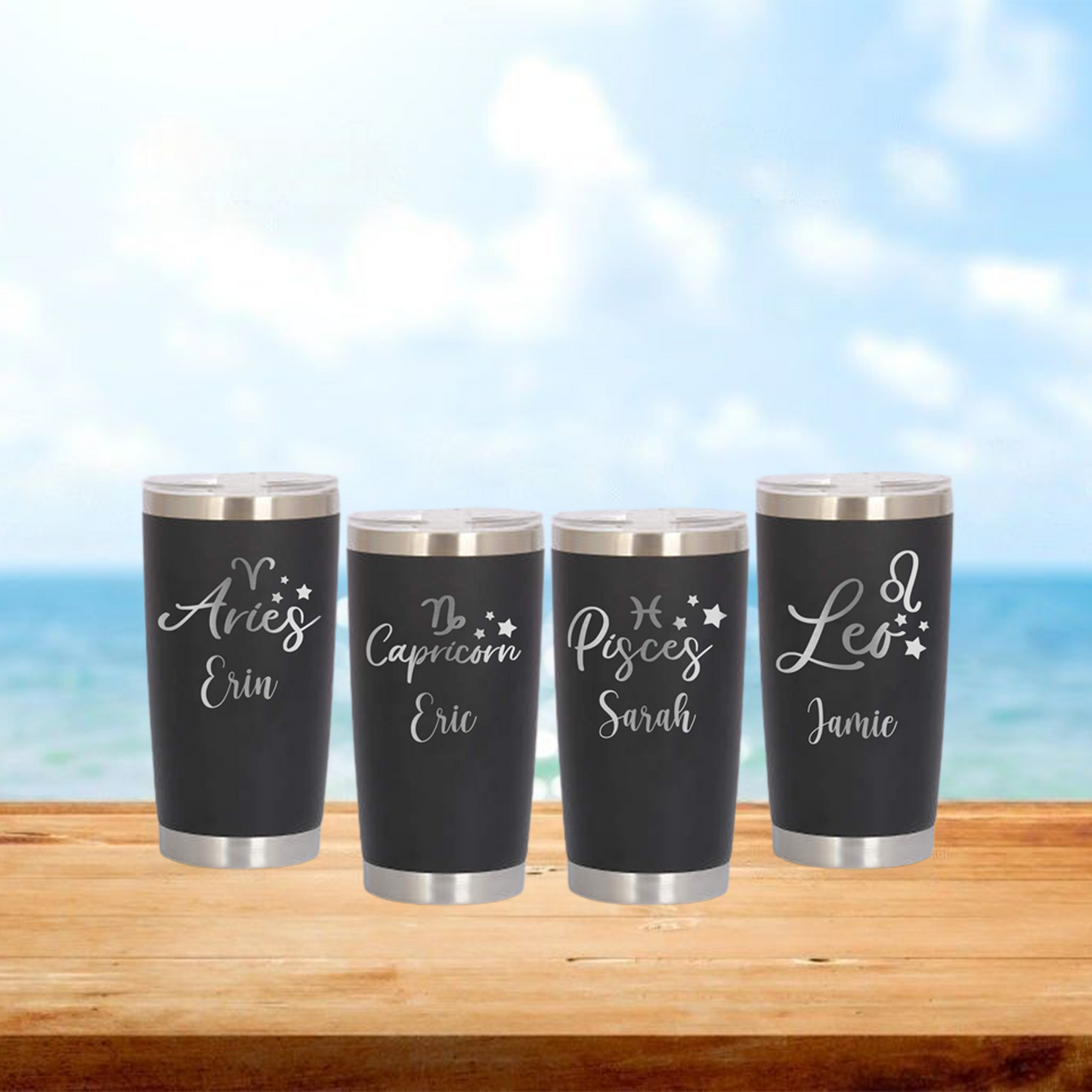 Personalized Zodiac Sign Travel Tumbler - Laser Engraved