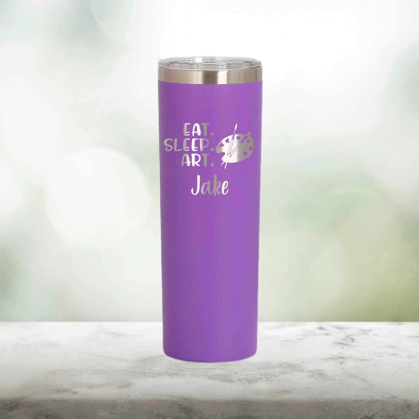 Personalized Artist Eat Art Sleep Skinny Tumbler - Laser Engraved