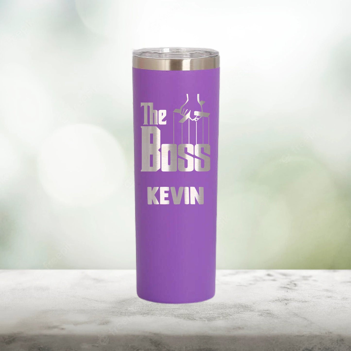 Personalized Boss Skinny Tumbler - Laser Engraved
