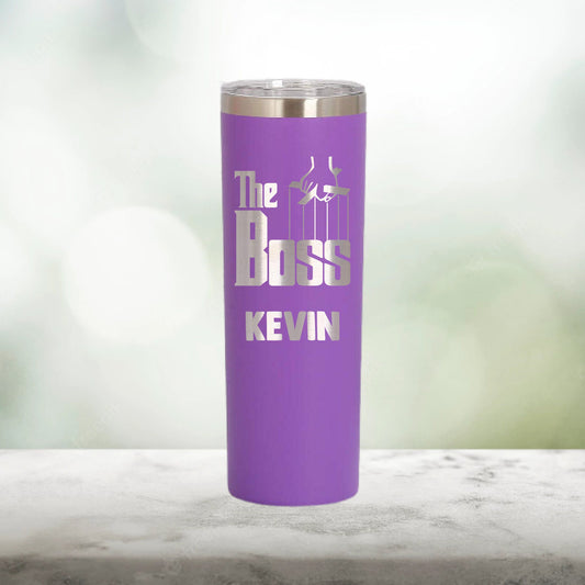 Personalized Boss Skinny Tumbler - Laser Engraved