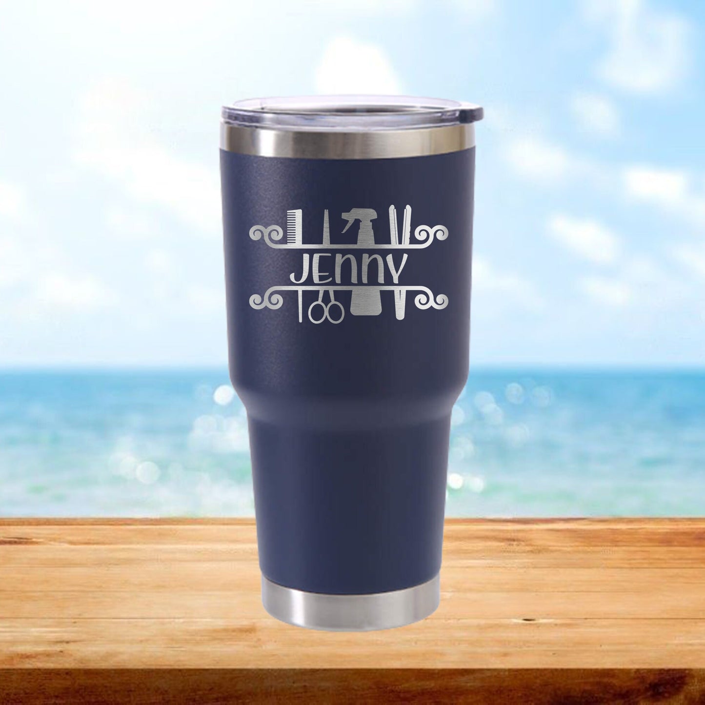 Personalized Hairdresser Monogram Travel Tumbler - Laser Engraved