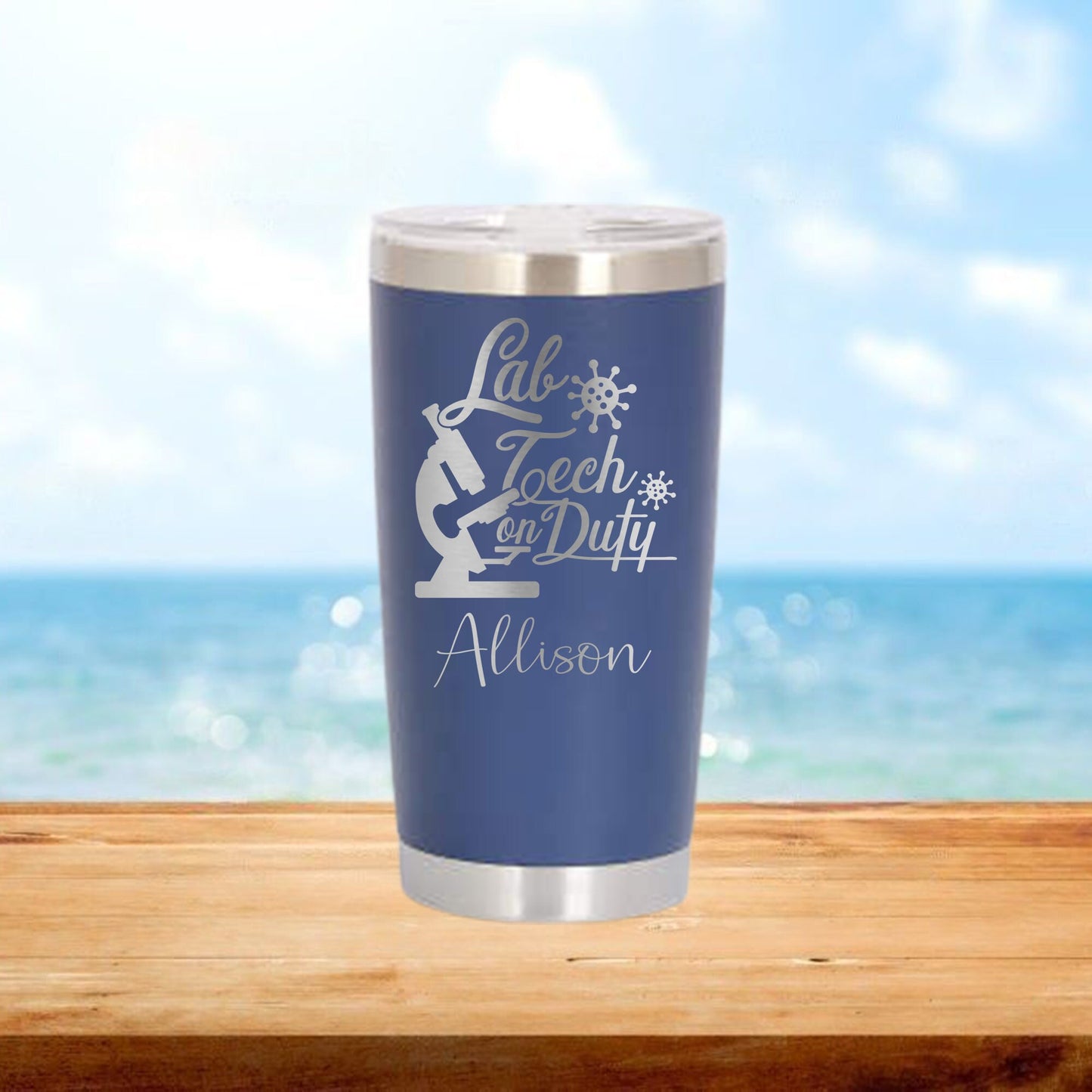 Personalized Lab Tech on Duty Travel Tumbler - Laser Engraved