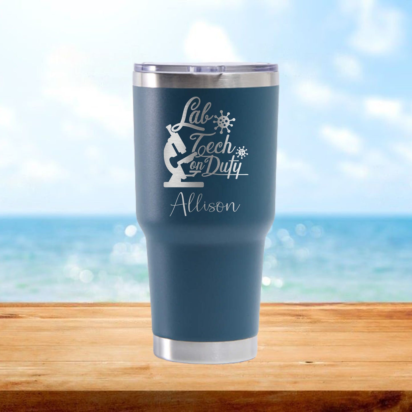 Personalized Lab Tech on Duty Travel Tumbler - Laser Engraved