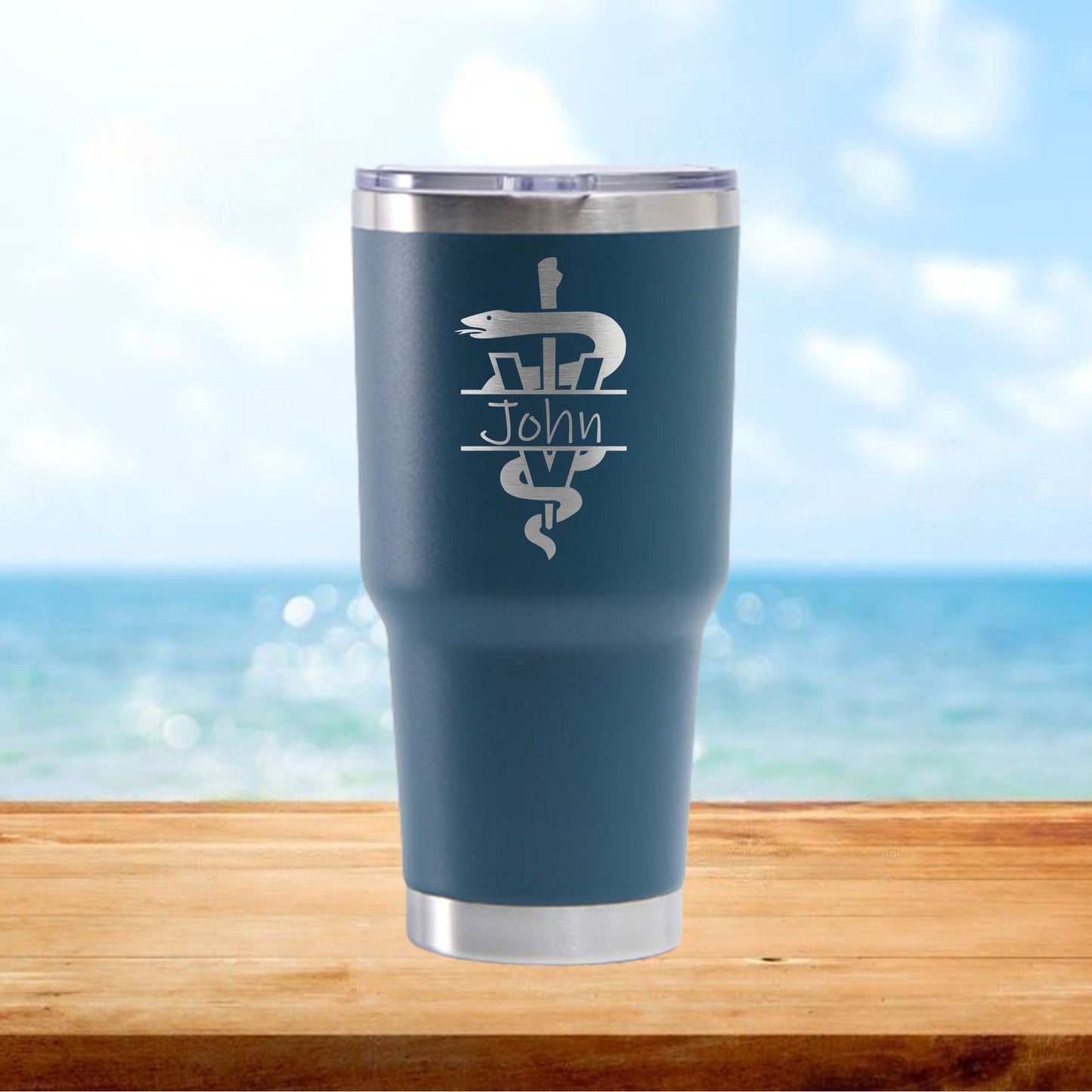 Personalized Veterinarian Split Monogram Travel Tumbler - Laser Engraved