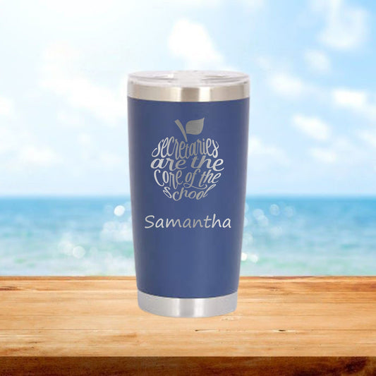 Personalized School Secretary Apple Shape Travel Tumbler - Laser Engraved