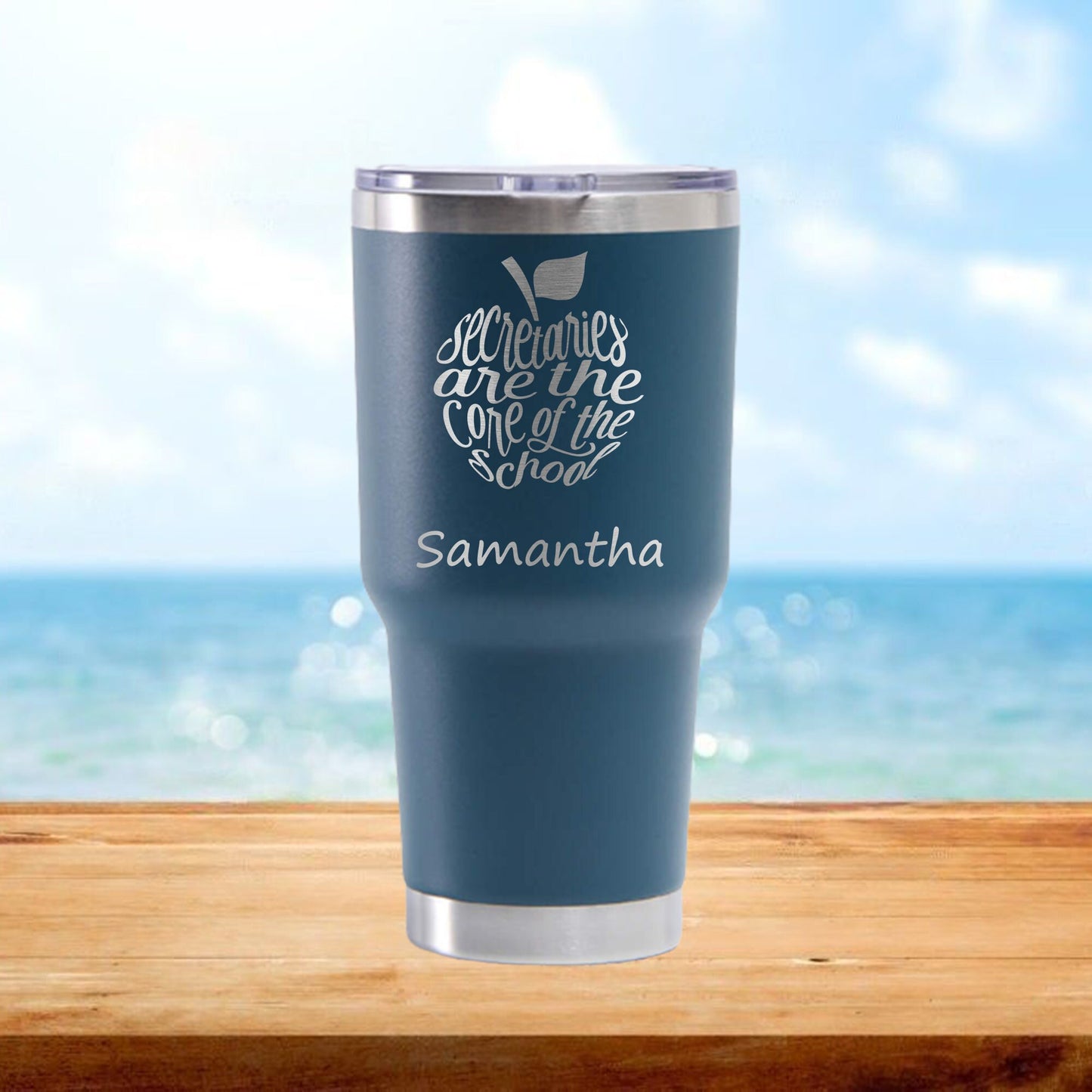 Personalized School Secretary Apple Shape Travel Tumbler - Laser Engraved