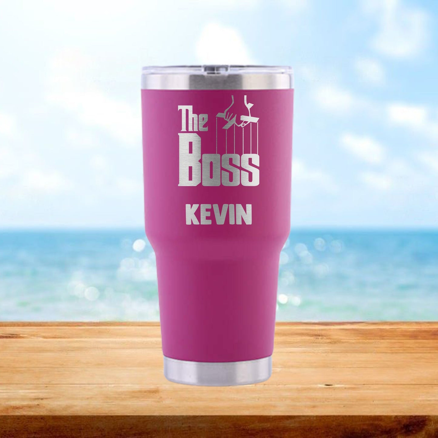 Personalized Boss Travel Tumbler - Laser Engraved