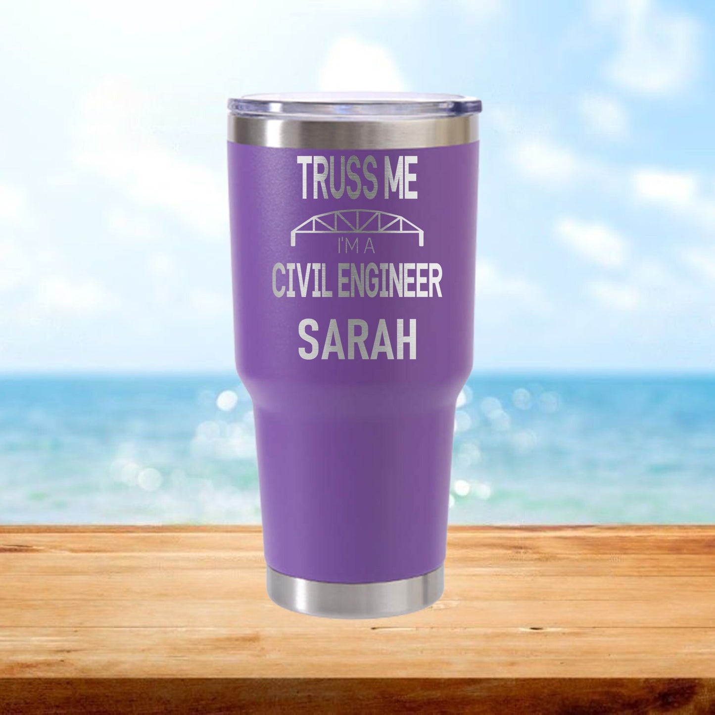 Personalized Civil Engineer Travel Tumbler - Laser Engraved
