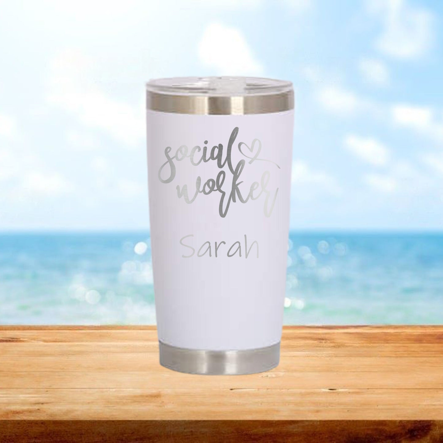 Personalized Social Worker Travel Tumbler - Laser Engraved