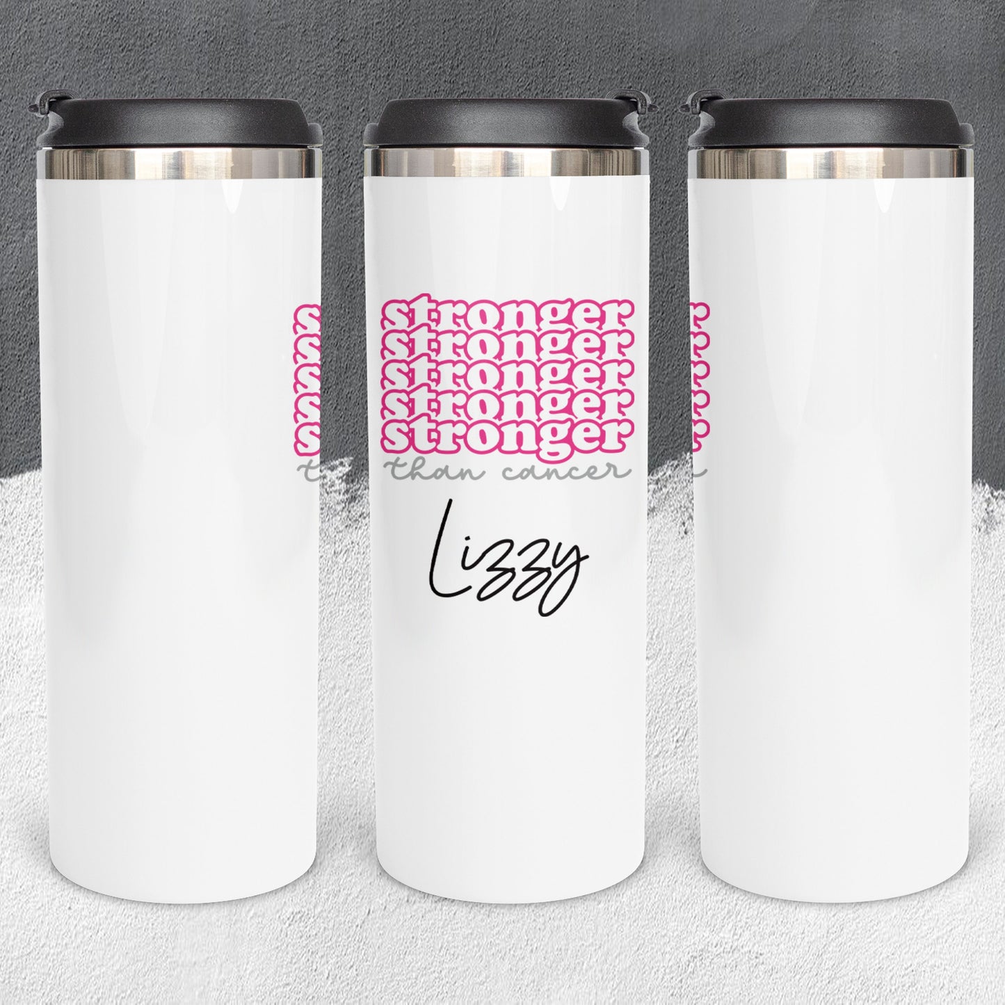 Personalized Stronger Than Cancer Stacked Effect Tumbler - Sublimated