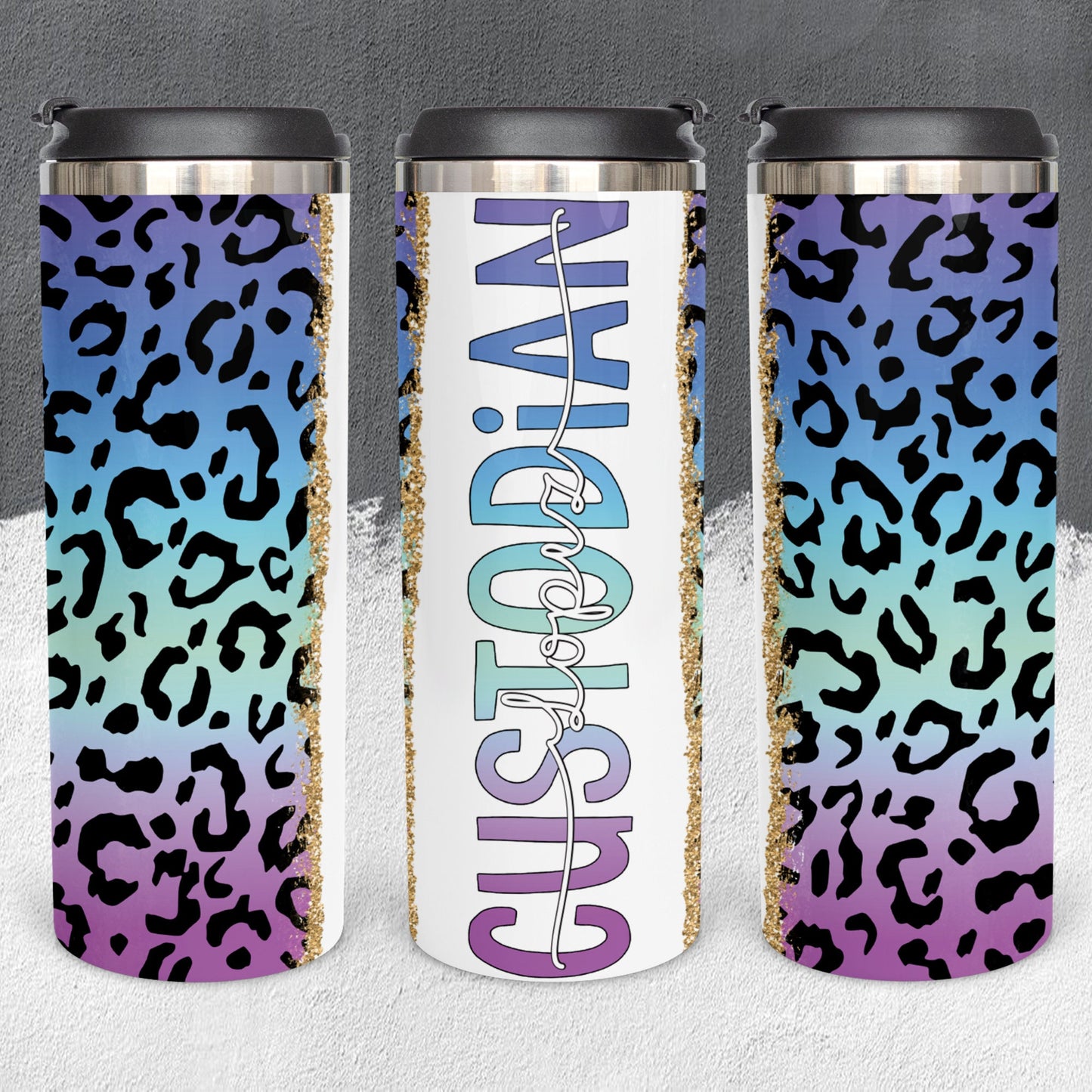 Personalized Custodian Cheetah Print Tumbler - Sublimated