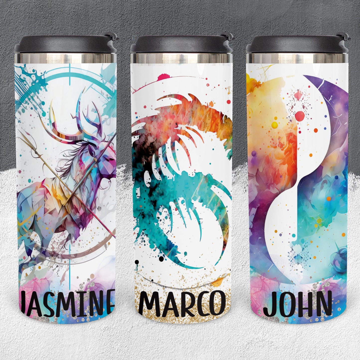 Personalized Zodiac Paint Brush Tumbler - Sublimated