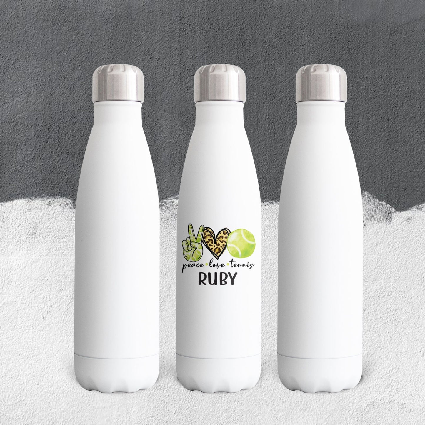 Personalized Peace Love Tennis Tumbler - Sublimated