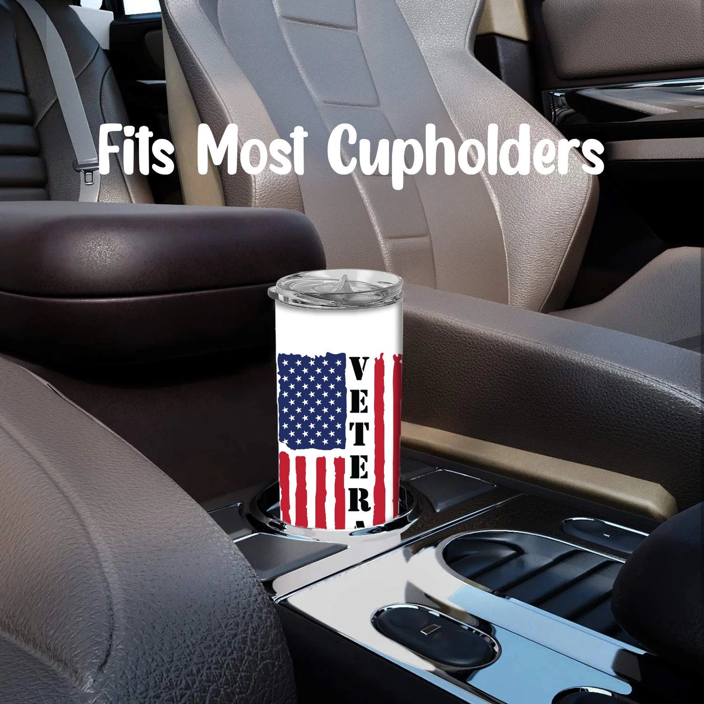 Personalized Veteran Distressed American Flag Tumbler - Sublimated