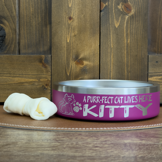 Personalized Laser Engraved Pet Bowl Purrfect