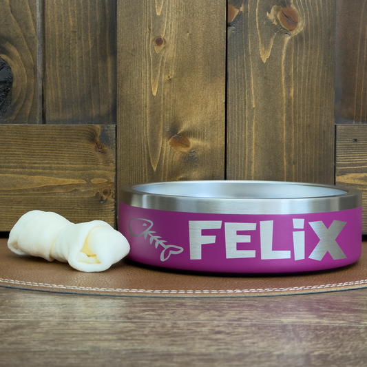 Personalized Laser Engraved Pet Bowl Fish