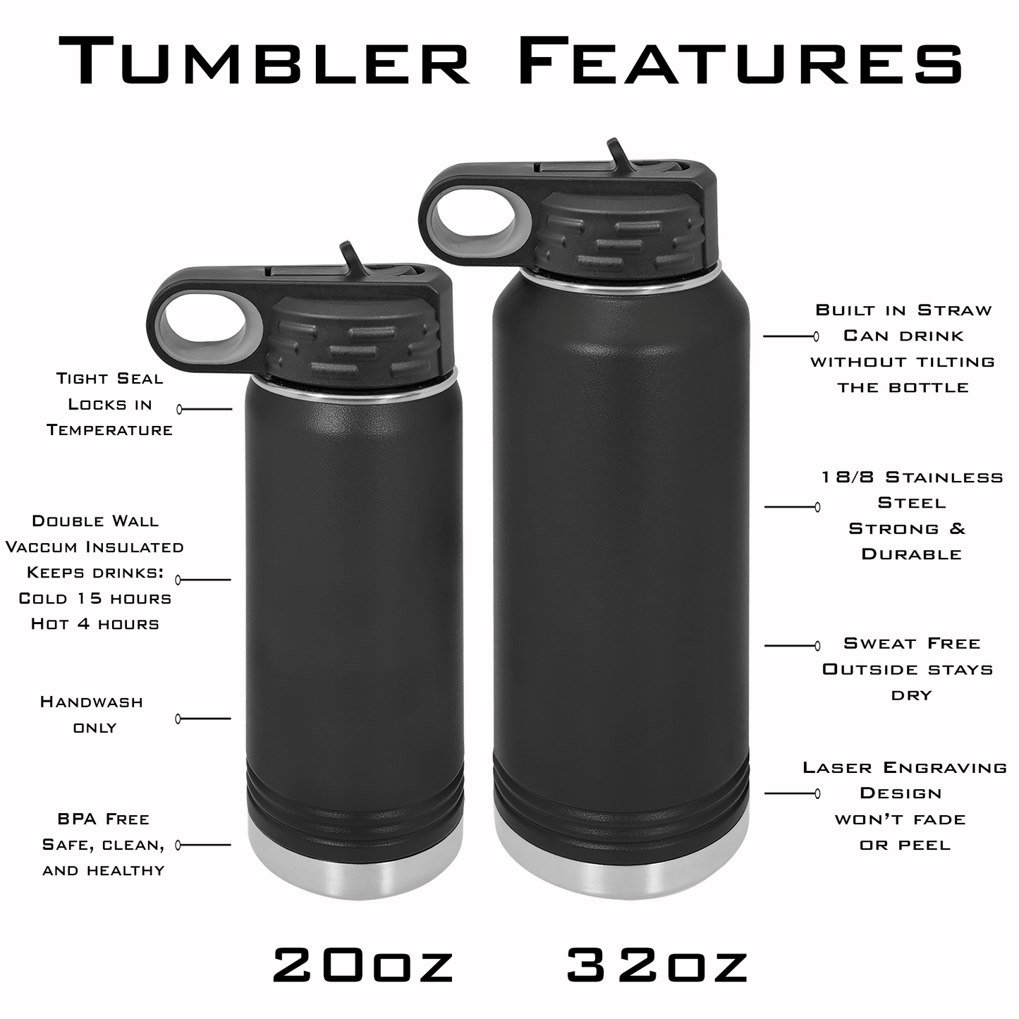 Personalized Cheerleader Water Bottle 20/32oz Custom Laser Engraved Tumbler