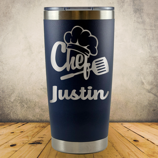 Personalized Chef Tumbler 20oz Custom Laser Engraved Cup