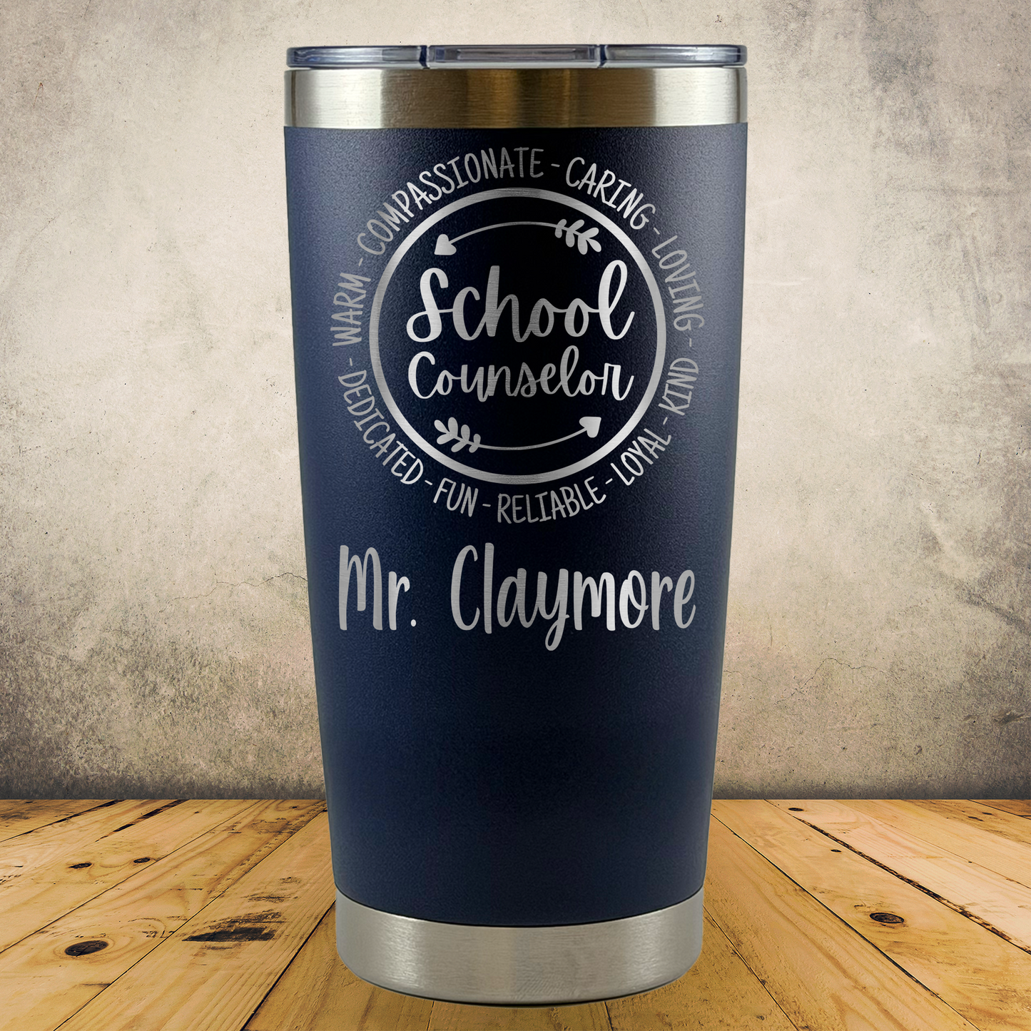 Personalized Laser Engraved Tumbler 20oz for Teachers, School Counselors & Staff Appreciation