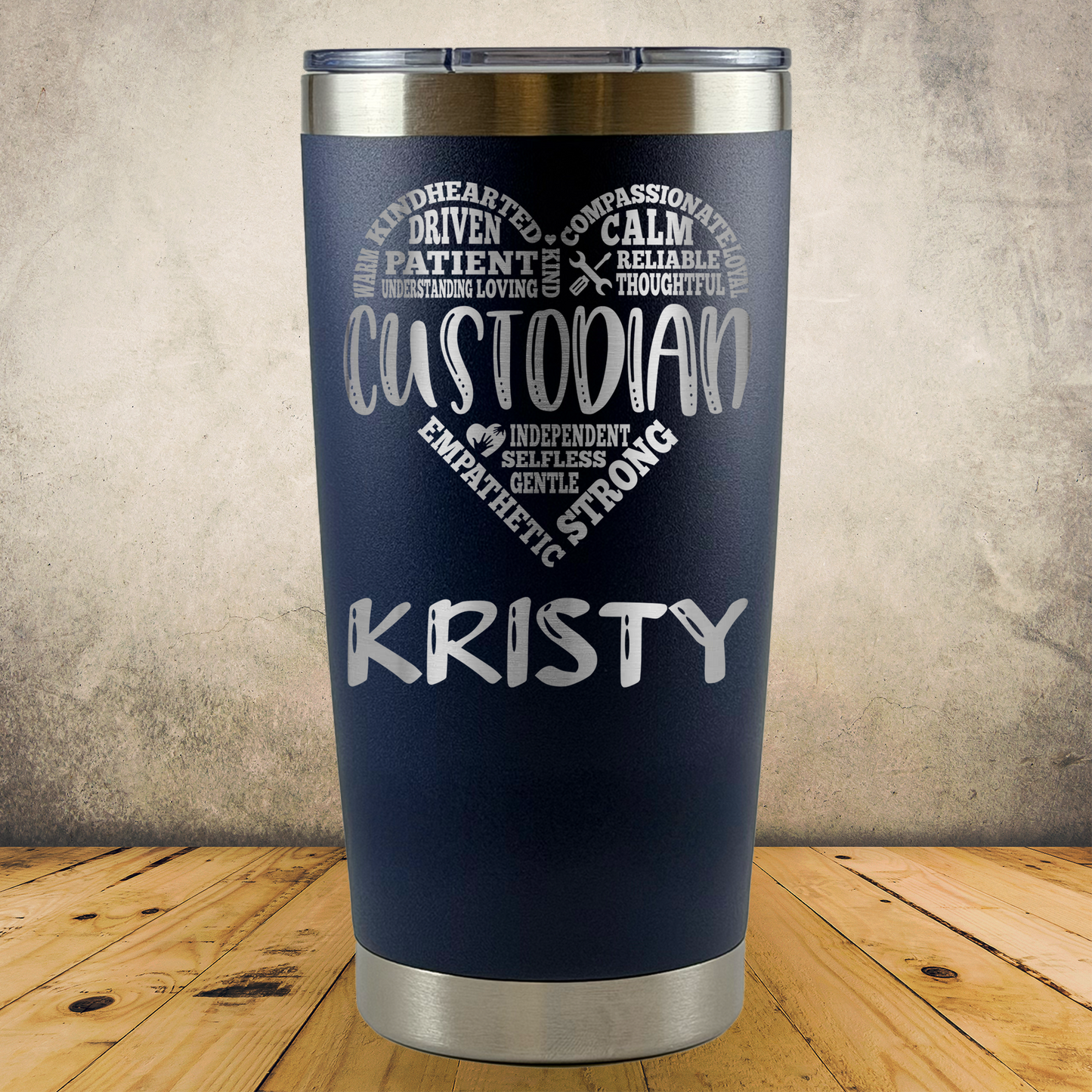 Personalized Laser Engraved Tumbler 20oz for Janitor Appreciation, School Custodian, End of the School Year Thank You Gift