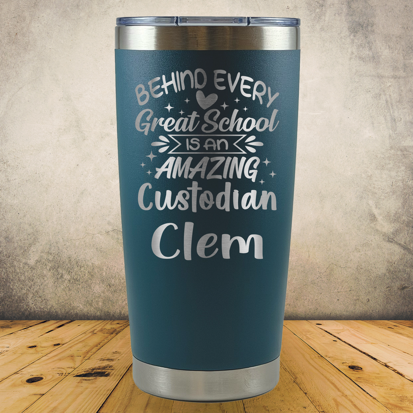 Personalized Laser Engraved Tumbler 20oz for Janitor Appreciation, School Custodian, End of the School Year Thank You Gift