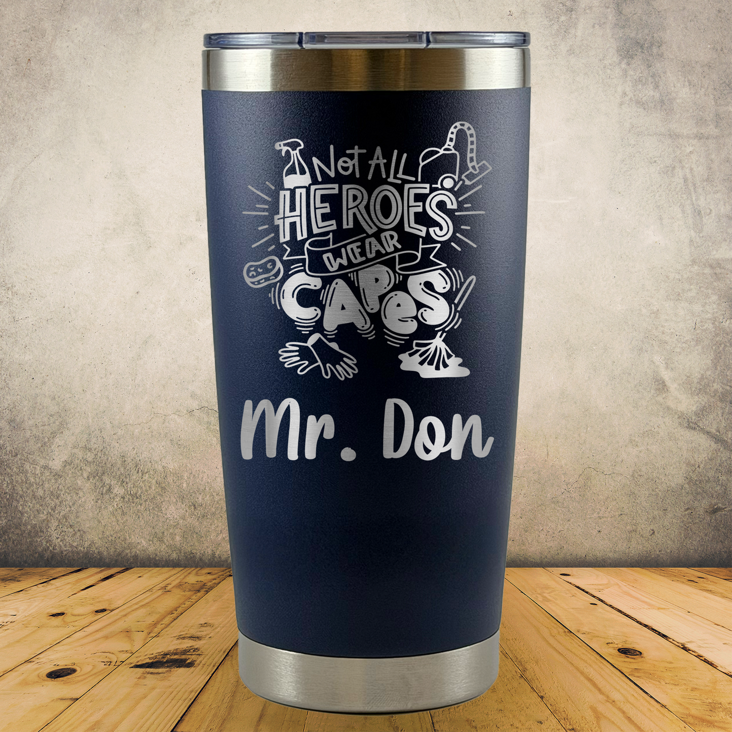 Personalized Laser Engraved Tumbler 20oz for Janitor Appreciation, School Custodian, End of the School Year Thank You Gift
