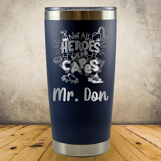 Personalized Laser Engraved Tumbler 20oz for Janitor Appreciation, School Custodian, End of the School Year Thank You Gift