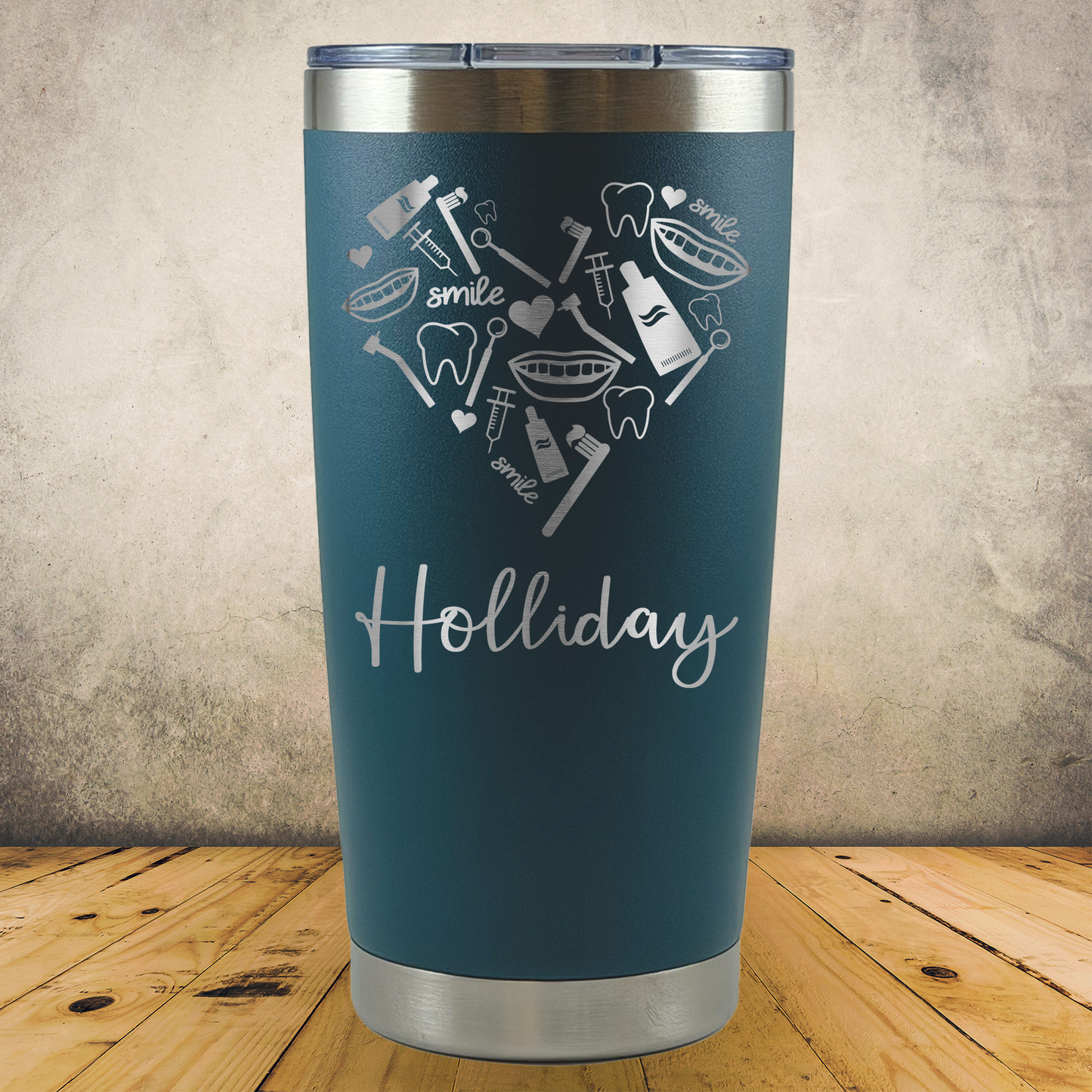 Personalized Dentist Travel Tumbler, Custom Laser Engraved 20oz Stainless Steel Cup