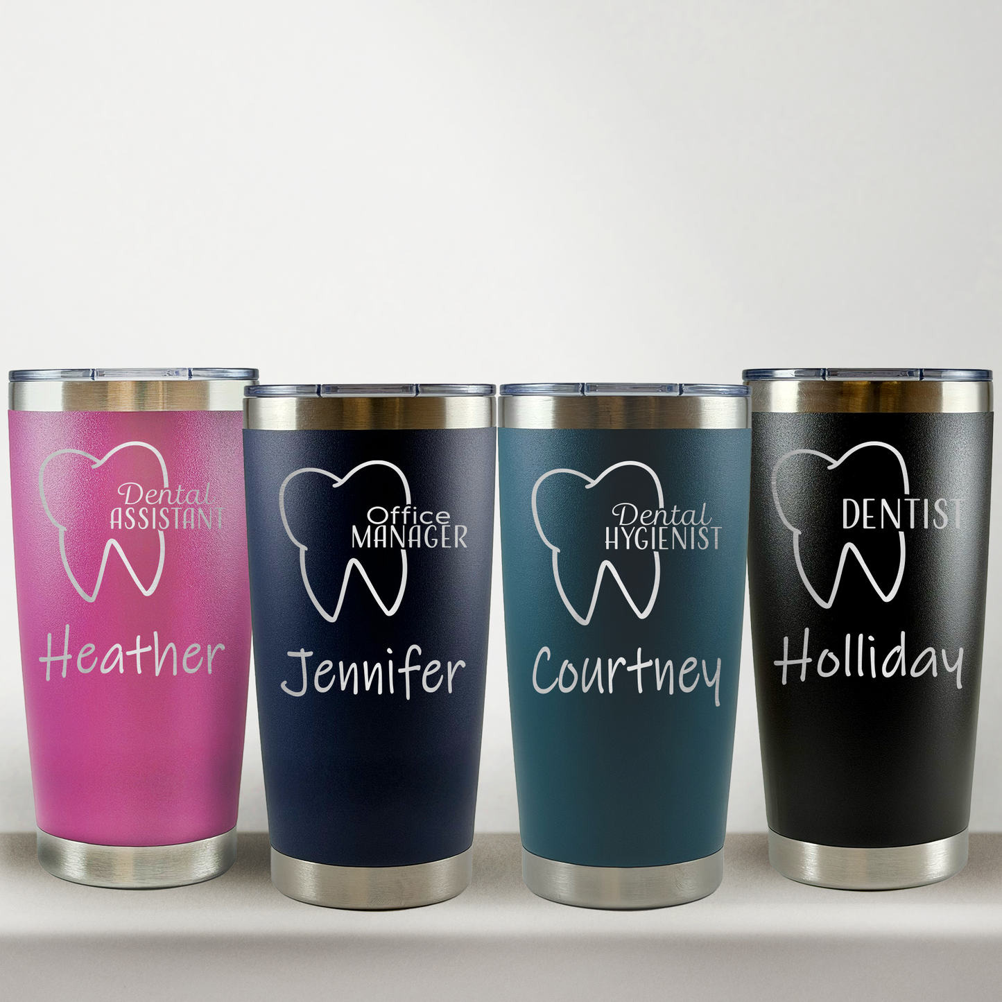 Personalized Dentist Travel Tumbler, Custom Laser Engraved 20oz Stainless Steel Cup (Copy)