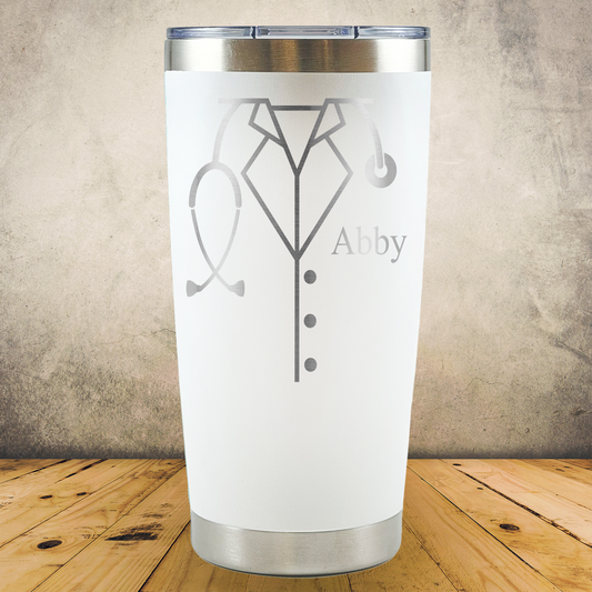 Personalized Doctor Tumbler 20oz Custom Stainless Steel Laser Engraved Tumbler, Medical Gift for Physician, MD, Nurse Practitioner, Surgeon, Doctor Appreciation Gift