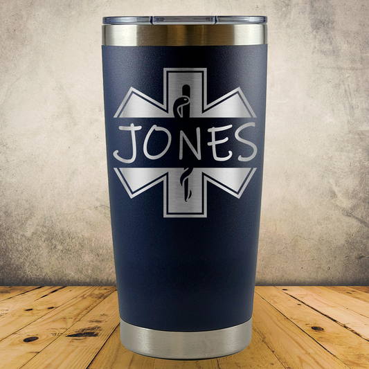 Personalized EMS 20oz Tumbler, Custom EMT & Paramedic Gift, Laser Engraved Stainless Steel Travel Mug, First Responder Cup
