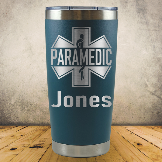 Personalized Paramedic 20oz Tumbler, Custom EMT & EMS Gift, Laser Engraved Stainless Steel Travel Mug, First Responder Cup