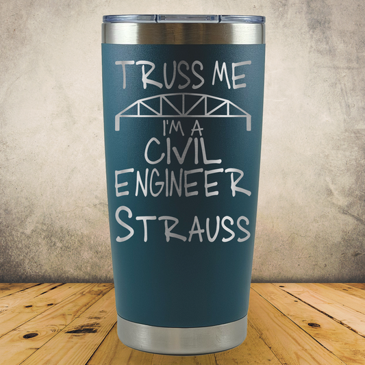 Personalized Engineer Tumbler 20oz Stainless Steel Laser Engraved Cup, Custom Insulated Travel Mug for Engineers, Engineering Gift