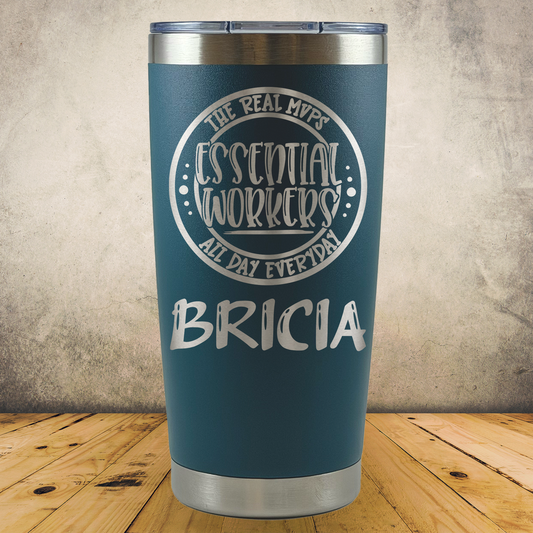 Personalized Essential Worker Tumbler 20oz Custom Laser Engraved Cup