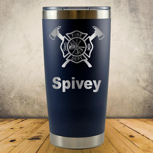 Personalized Laser Engraved Tumbler 20oz for Firefighter Maltese Cross with Axe