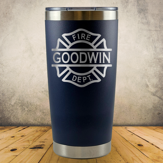 Personalized Laser Engraved Tumbler 20oz for Firefighter Monogram