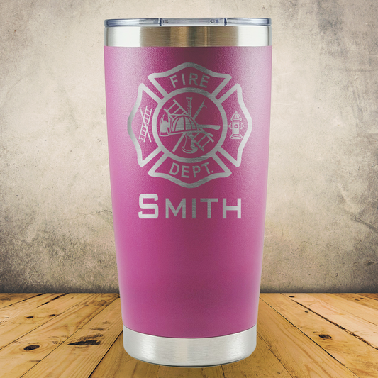 Personalized Laser Engraved Tumbler 20oz for Firefighter Maltese Cross
