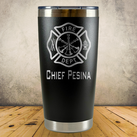 Personalized Laser Engraved Tumbler 20oz for Firefighter Battalion Chief