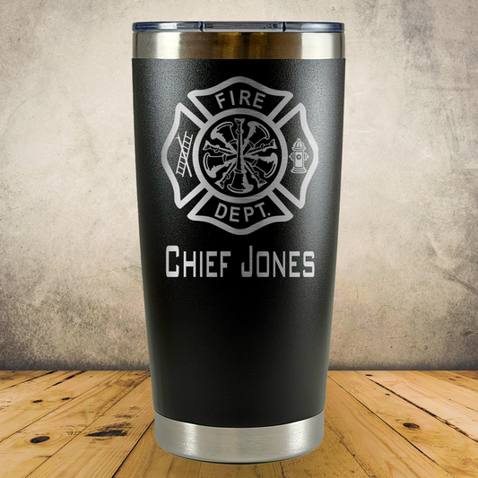 Personalized Laser Engraved Tumbler 20oz for Firefighter Chief