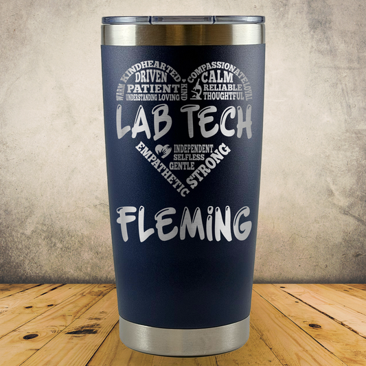 Personalized Lab Tech Tumbler, Custom 20oz Laboratory Technician Laser Engraved Stainless Steel Cup
