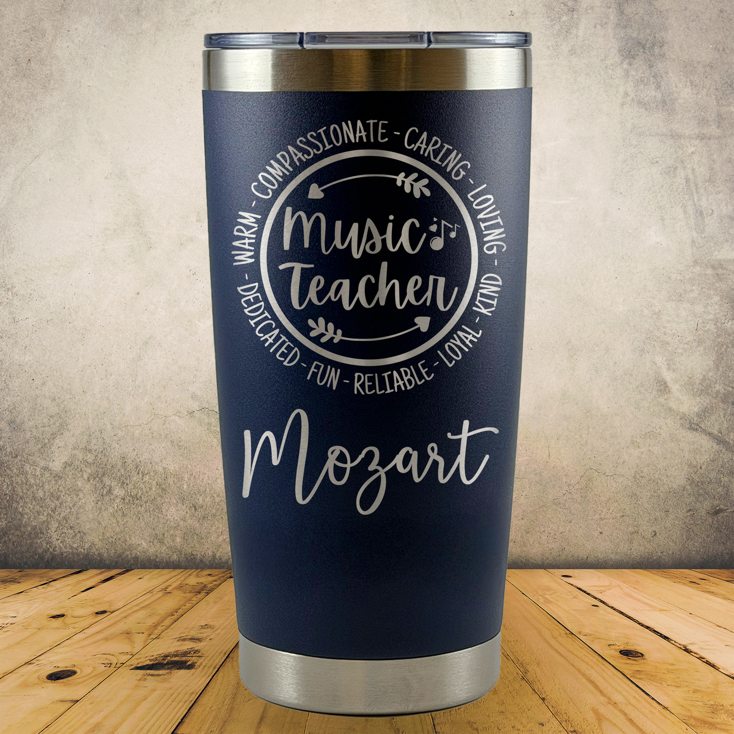 Personalized Music Teacher Tumbler 20oz Custom Laser Engraved Cup