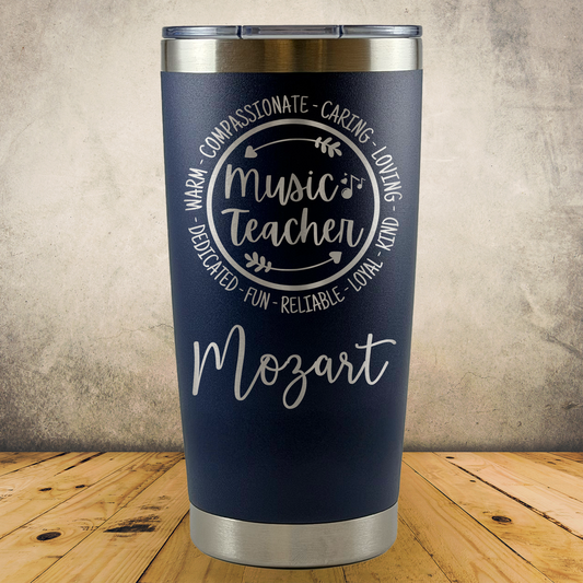 Personalized Music Teacher Tumbler 20oz Custom Laser Engraved Cup
