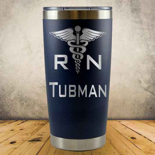 Personalized Nurse Tumbler 20oz Custom Stainless Steel Laser Engraved Travel Mug, RN Gift, Nursing Student Gift, Nurse Appreciation Gift