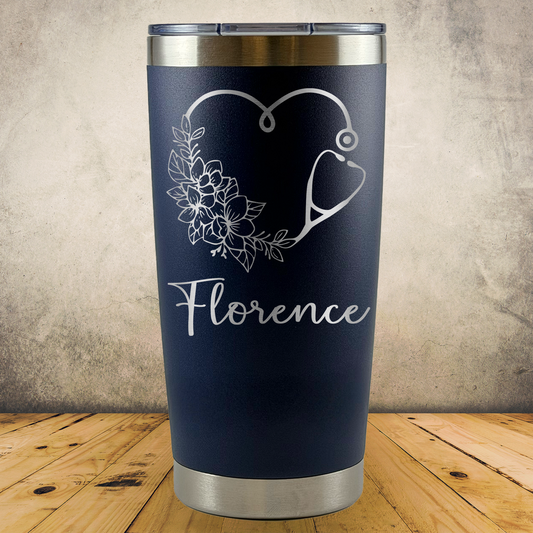 Personalized Nurse Tumbler, Custom 20oz Laser Engraved Stainless Steel Cup for Nursing School Graduation Gift