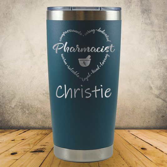 Personalized Pharmacist Tumbler 20oz Stainless Steel Cup, Custom Laser Engraved Pharmacy Gift, Pharmacist Appreciation Gift, Custom Insulated Travel Mug for RPh, Pharmacy Technician