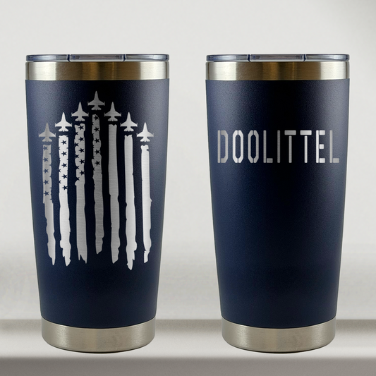 Personalized Pilot Tumbler, 20oz Stainless Steel Laser Engraved Travel Mug, Custom Aviation Gift for Air Force and Navy Pilot