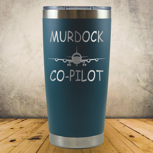 Personalized Co-Pilot Tumbler, 20oz Stainless Steel Laser Engraved Travel Mug, Custom Aviation Gift for Pilot