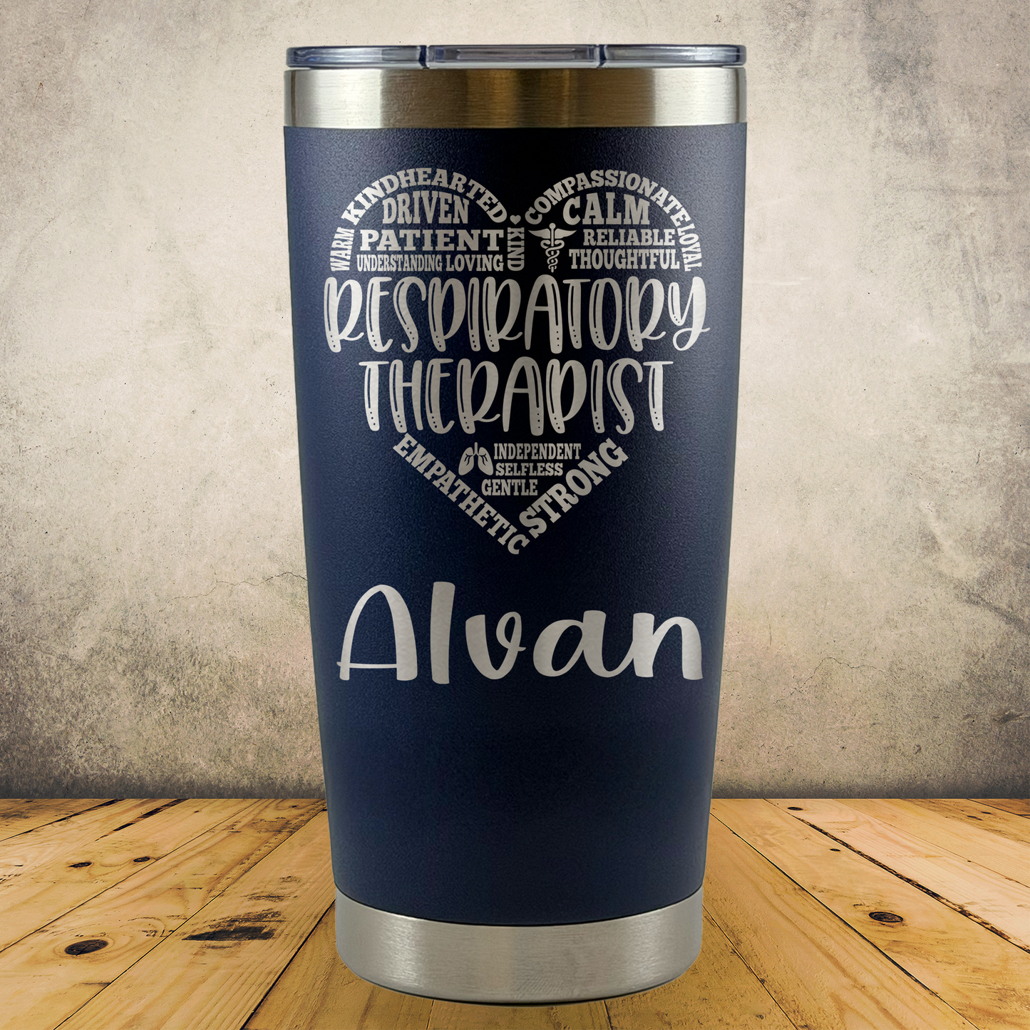 Personalized Respiratory Therapist Tumbler 20oz Custom Laser Engraved Cup