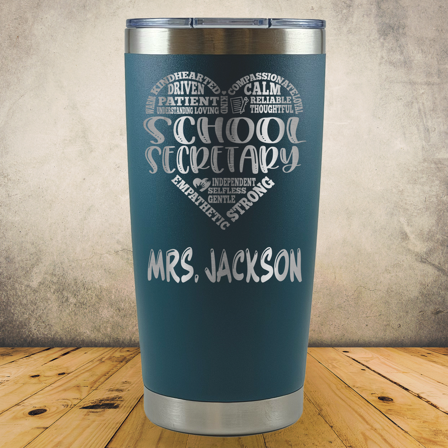 Personalized Laser Engraved Tumbler 20oz for School Office Clerical, Secretary Appreciation Gift, Administrative Assistant Present, Office Managers, End of School Year Gift