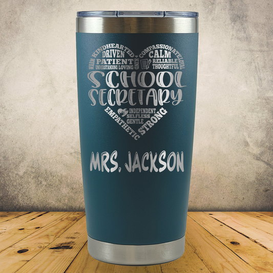 Personalized Laser Engraved Tumbler 20oz for School Office Clerical, Secretary Appreciation Gift, Administrative Assistant Present, Office Managers, End of School Year Gift